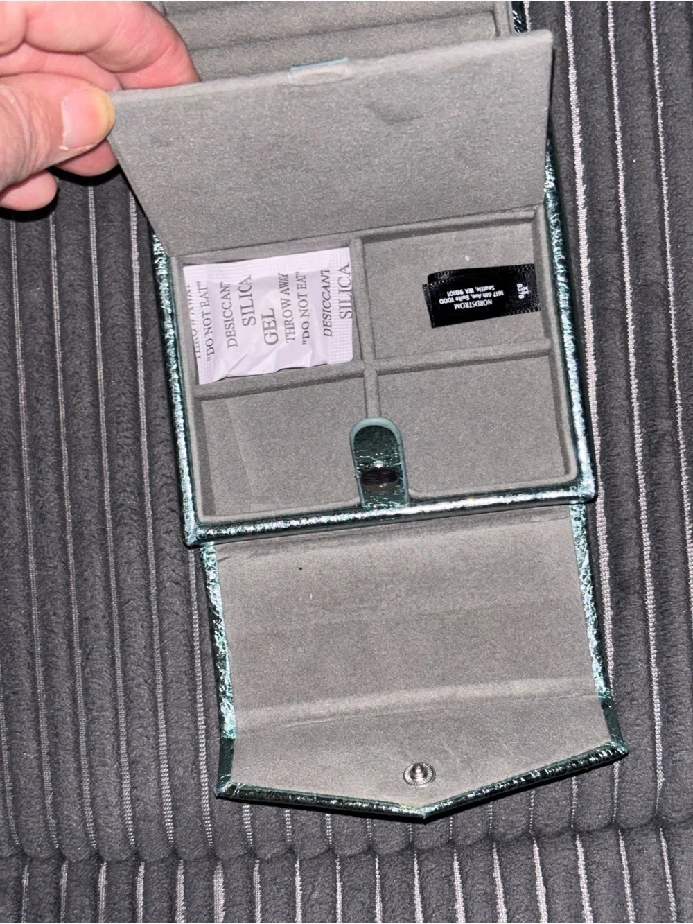 Nordstrom Iridescent Teal Jewelry Pouch